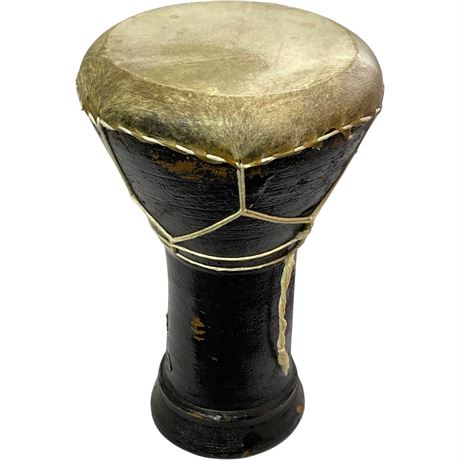 Vtg Clay & Cowhide Darbuka Goblet Drum