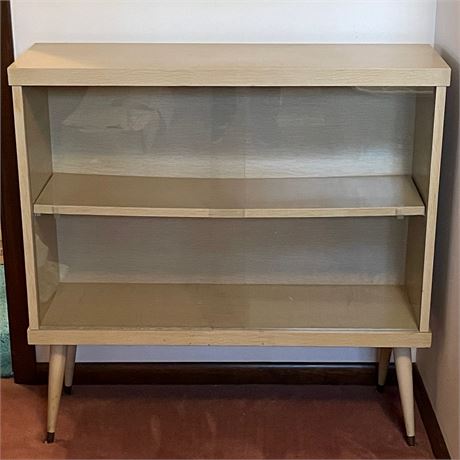 MCM Blonde Wood Glass Front Bookcase