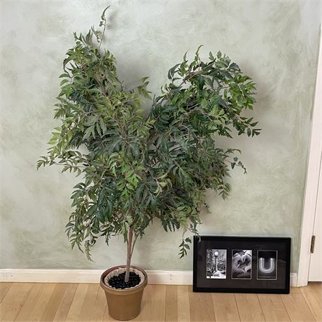4.5 ft Artificial Plant with Black and White "I love you" Print