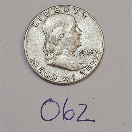 1960 Benjamin Franklin Silver Half Dollar Coin