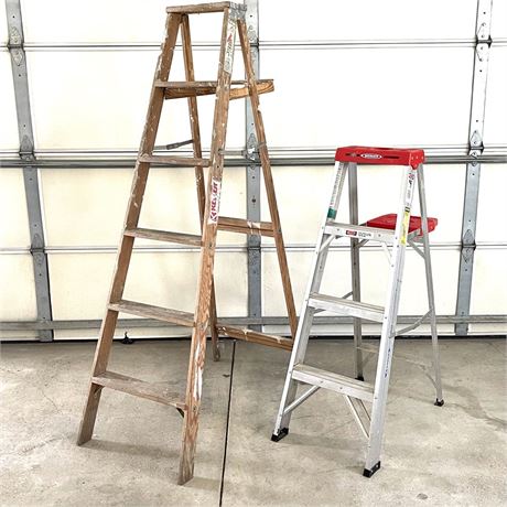 4ft Werner Aluminum Ladder & 6ft Keller Wooden Ladder