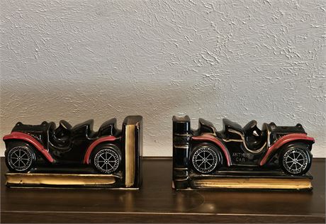 1930's Era Car Ceramic Bookends/Penholder