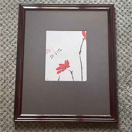 Julie Keaten-Reed Dragonfly and Red Lotus Numbered Giclee Print w/ COA
