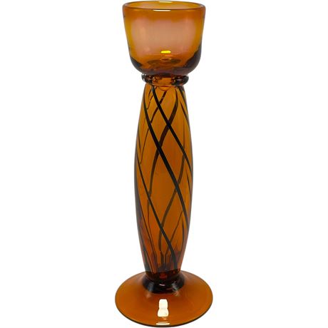 Amber Hand-Blown Glass Candle Stick