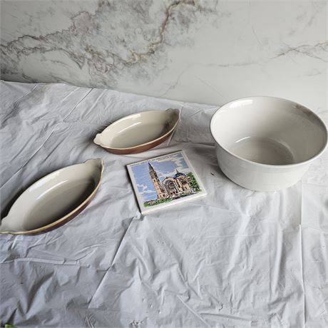 collection of ceramic or porcelain kitchenware,