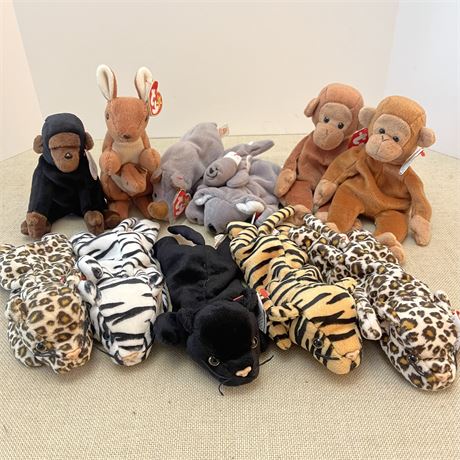 (12) TY Beanie Babies - Zoo / Jungle Animals