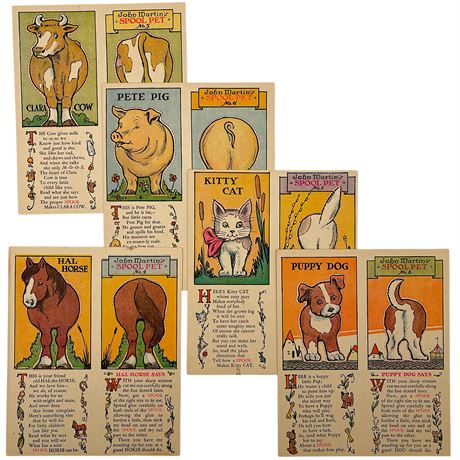 (5) 1930 John Martin's Paper Spool Pets