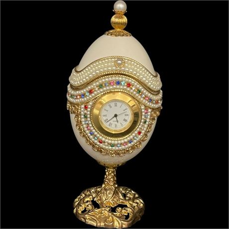 Artisan's Hand Crafted Egg Clock Jewelry Box