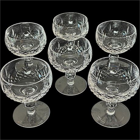 (6) Waterford Crystal Champagne Coupe / Tall Sherbet Stem Glasses
