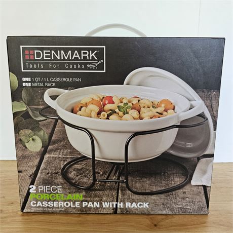 *NIB* Denmark 2 pc. Porcelain Casserole Dish w/Metal Rack