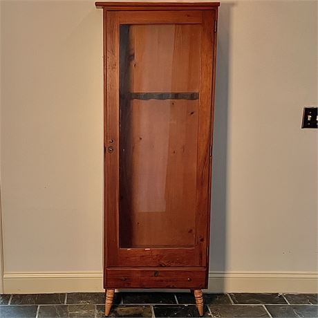 Antique Gun Cabinet with Key & Bottom Storage Drawer