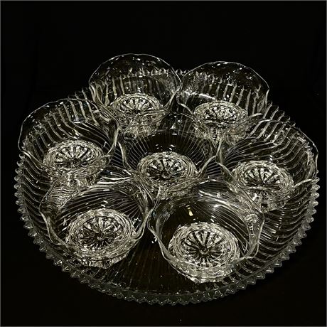 (7) Studio Nova Citadel Footed Glass Dessert Bowls on Platter
