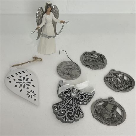 St. Nicholas Square Angel, Pewter Religious Cheerful Heart and other Ornaments
