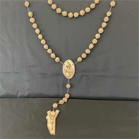Large 66" Vtg Carved Resin Wall Hanging Rosary