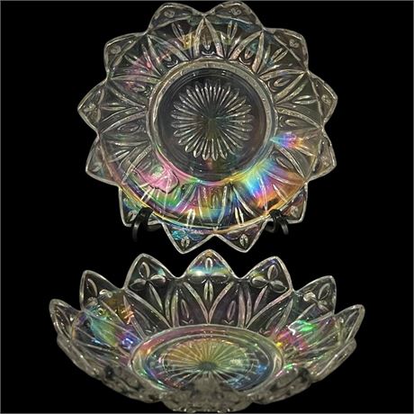 Pair of Vtg Iridescent Federal Glass Plates
