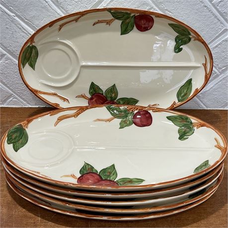 (6) Franciscan Apple Pattern Divided Snack Trays