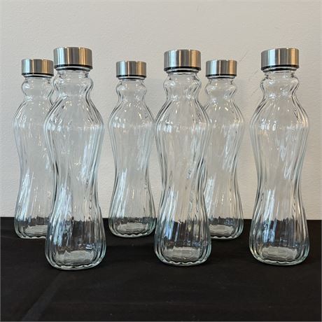 (6) JoyJolt Fluted Glass Bottles