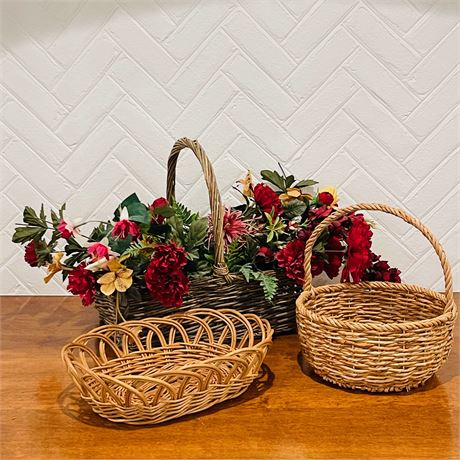 Basket & Faux Floral Grouping