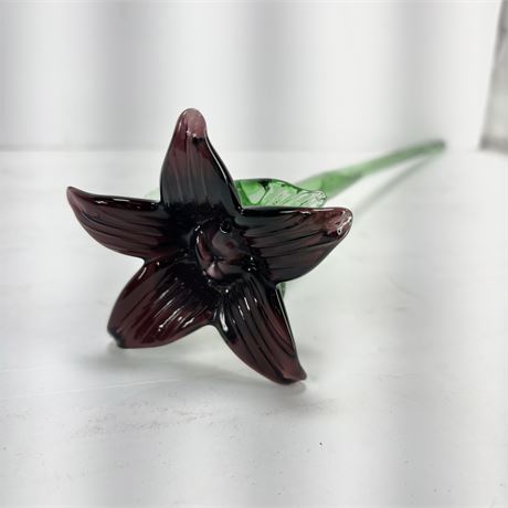 Glass Purple Long Stem Flower