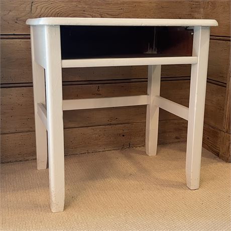 Vtg Solid Wood Open Front Painted Student Desk