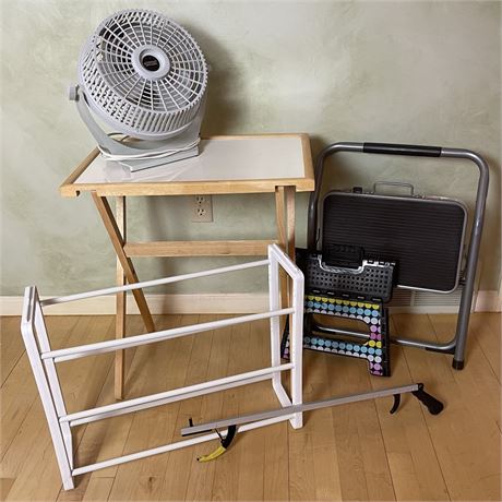 Household Goods with Folding TV Tray, Personal Fan, Step Stools and More