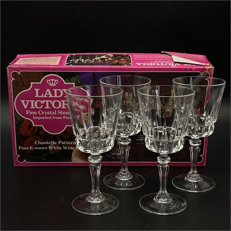 Set of 4 Lady Victoria Fine Crystal Stemware