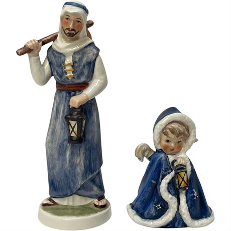 1950s Goebel Hummel "St. Joseph" & "Angel with Lantern" Stylized Bee Figurines