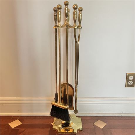 5-Piece Brass Fireplace Tool Set