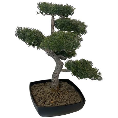 Faux 18" Bonsai Tree in Black Ceramic Pot