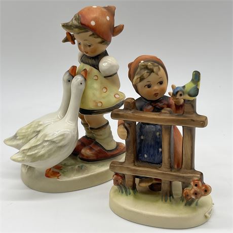 Goebel Hummel 1960s-70s "Goose Girl" & "Signs of Spring" Stylized Bee Figurines