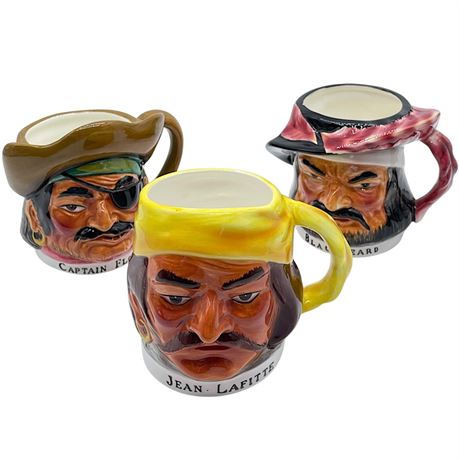 Vtg Toby Pirate Mugs - Captains Kidd, Flood and Lafitte
