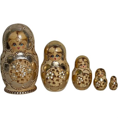 Vtg Signed 5pc Matryoshka Russian Nesting Dolls