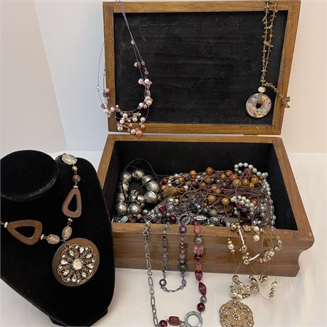 Jewelry Box Filled with Beaded Necklaces