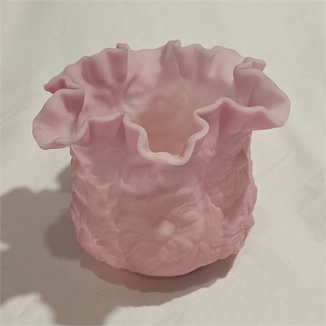 Fenton Art Glass Rose Satin Raised Poppy Vase