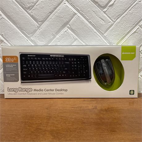 NIB Iogear Long Range Desktop Ultra-Slim Comfort Keyboard & Laser Mouse Combo