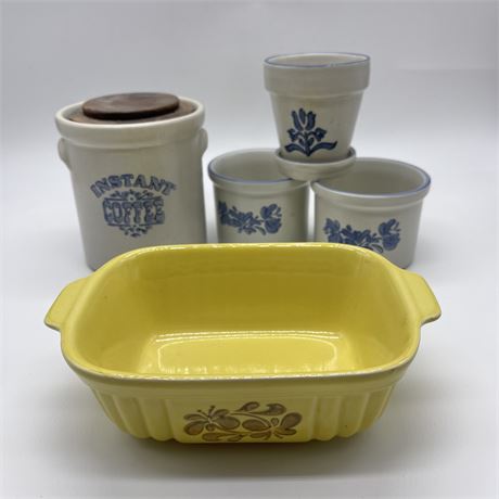 Pfaltzgraff 16oz Casserole Dish, Stoneware Crocks & Mini Herb Pot