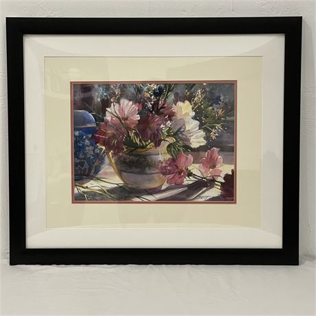 Betty Carr Original Signed & Framed Watercolor Art w/ Added Personal Note