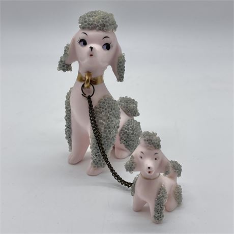 Vtg Lefton Ceramic Beaded Poodles