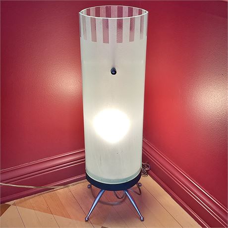 2.5 ft Tall Accent Cylinder Lamp with Frosted Glass Panels