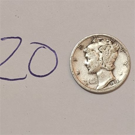 1936 Mercury Dime Silver