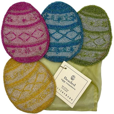 Set of 4 Pottery Barn Beaded Egg Coasters