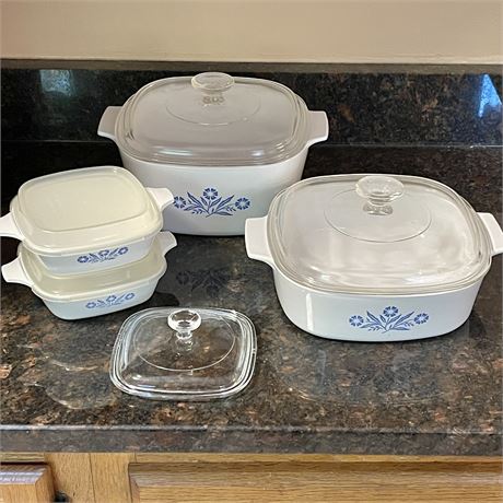 Blue Cornflower Corning Ware Petite Pans and Casserole Dishes w/ Lids