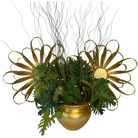 Decorative Wood Floral Wall Hangings w/ Artificial Plant Spray Arrangement