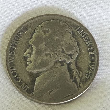 1945 S Jefferson Nickel Silver Jefferson Wartime Silver Alloy Nickel