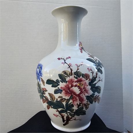 Antique 12" Tall Porcelain Hand Painted Vase