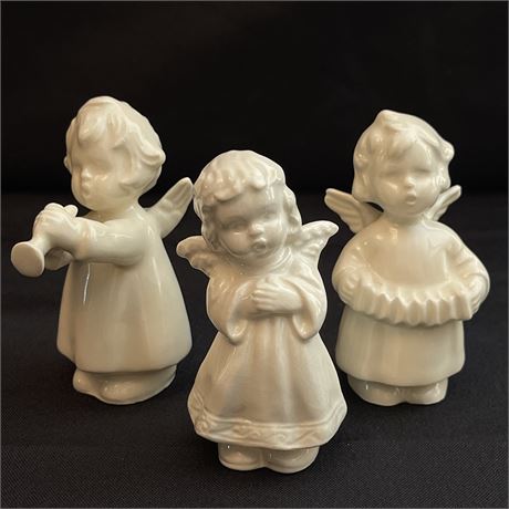 Set of Three Goebel Porcelain Angel Instrument Playing Figurines