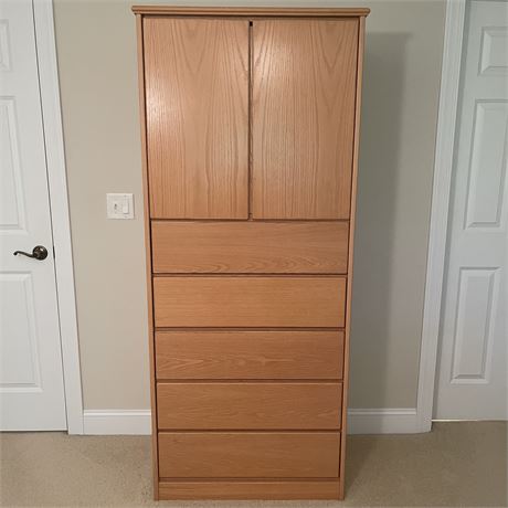 5 Drawer Dresser Armoire with Shelves