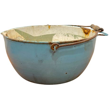 Antique Blue Enamel Handled Wash Bowl