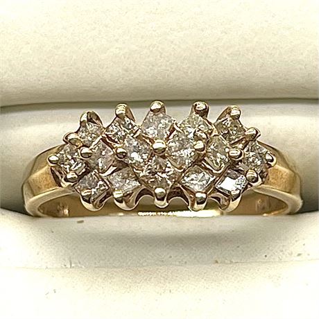 10K Gold Princess 1/2 Carat Diamond Ring w/ Orig Box & Certificate