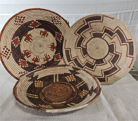 (3) Decorative Navajo Woven Baskets